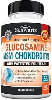 Glucosamine Chondroitin MSM - Joint Support Supplement with Turmeric Curcumin for Hands Back Knee & Joint Health for Men & Women - Gluten-Free Non-GMO Supplement - Made in USA - 90 Capsules