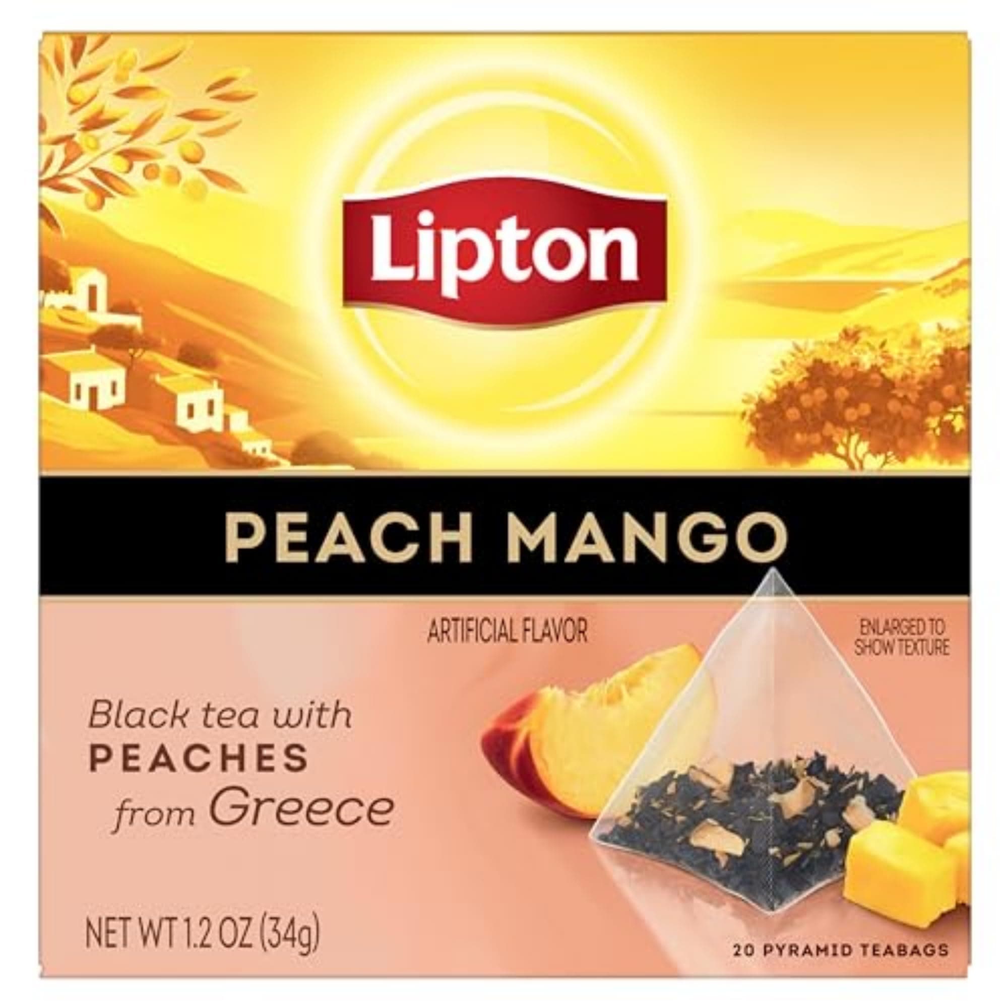 Black Tea Peach Mango, Pyramid Tea Bags, Flavored Teabags for a Refreshing Cup of Tea, 20 Total Tea Bags