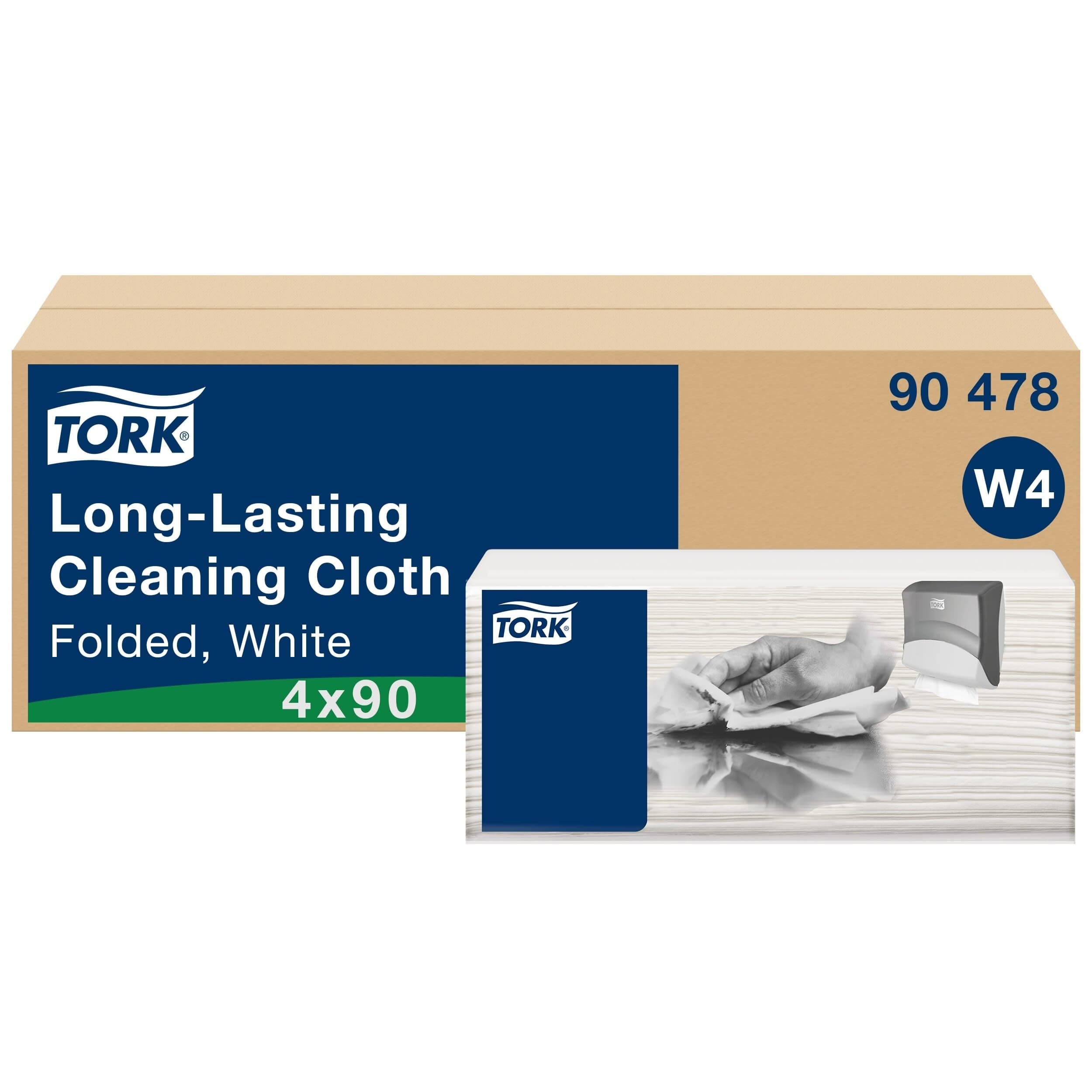 Tork Long-Lasting Cleaning Cloth White W4, Multipurpose, 5 x 90 Cloths, 90478