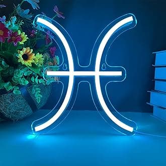 BerniceKelly The Zodiac Horoscope Neon Sign, Pisces LED Neon Signs for Wall Decor, Astrology Zodiac Horoscope Neon Lights Beautiful Spiritual, Birthday Party, Home Kids Room Decor Pisces
