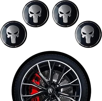 4PCS Wheel Cover Center Caps Sticker, Car Wheel Center Hub Cap Kit, Personalized Skull Design, Center Logo Emblem Modification Hub Cover with Cap Lug Nut Cover