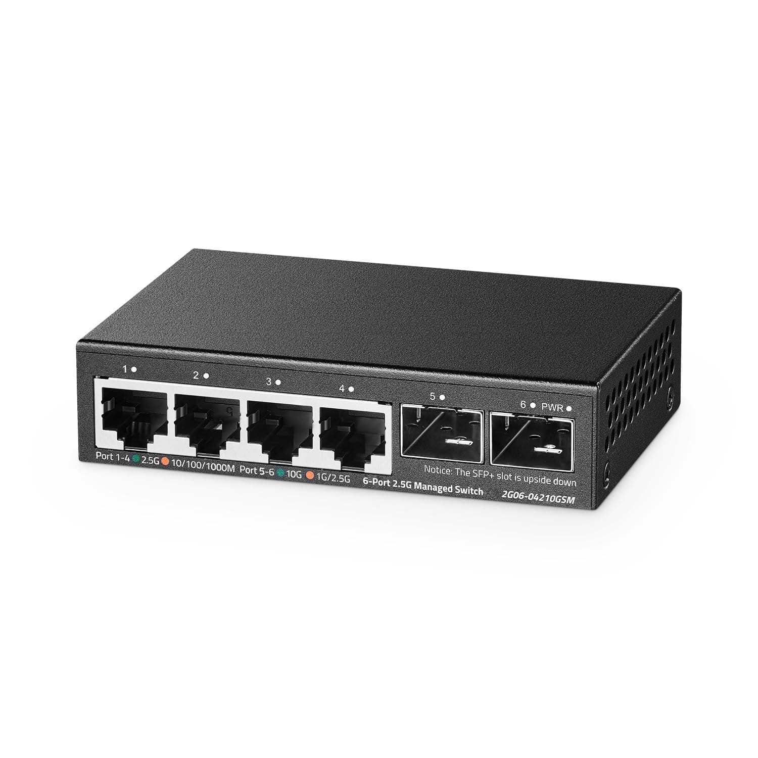Binardat 4 Port 2.5G Web Managed Switch with 2x10G SFP, Ultra-Mini Size, Metal Multi-Gigabit Desktop/Wallmount Network Switch