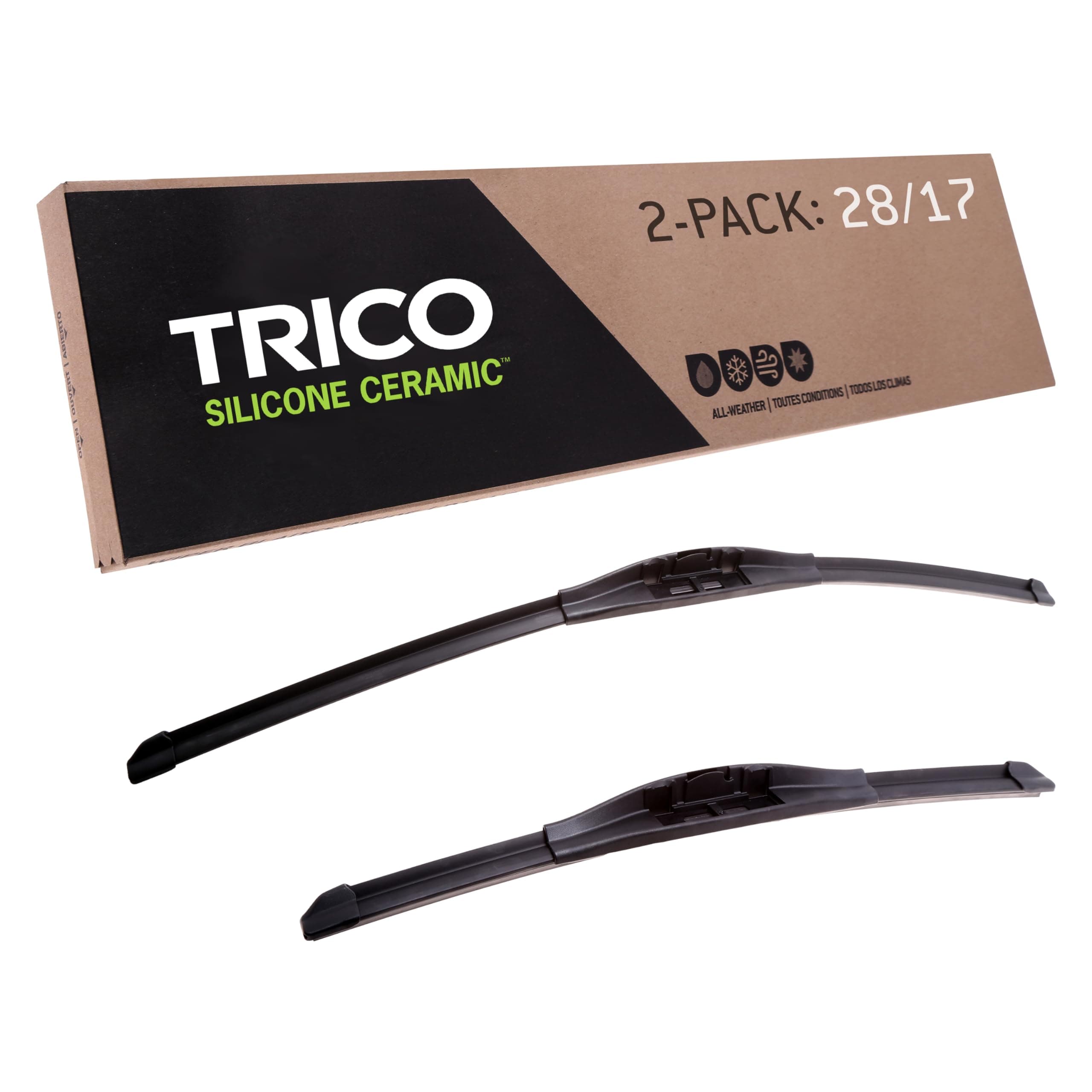 Trico Silicone Ceramic Automotive Replacement Windshield Wiper Blade, Ceramic Coated Silicone Super Premium All Weather includes 28 inch & 17 inch Beam blades (90-2817)