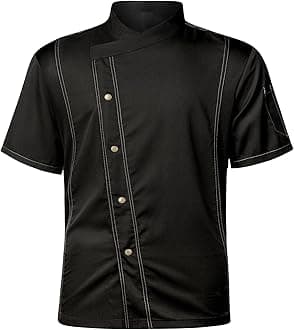 QUNBZOU Unisex Chef Coat for Men Women Short Sleeves Solid Chef Jacket Hotel Restaurant Work Shirt Uniform