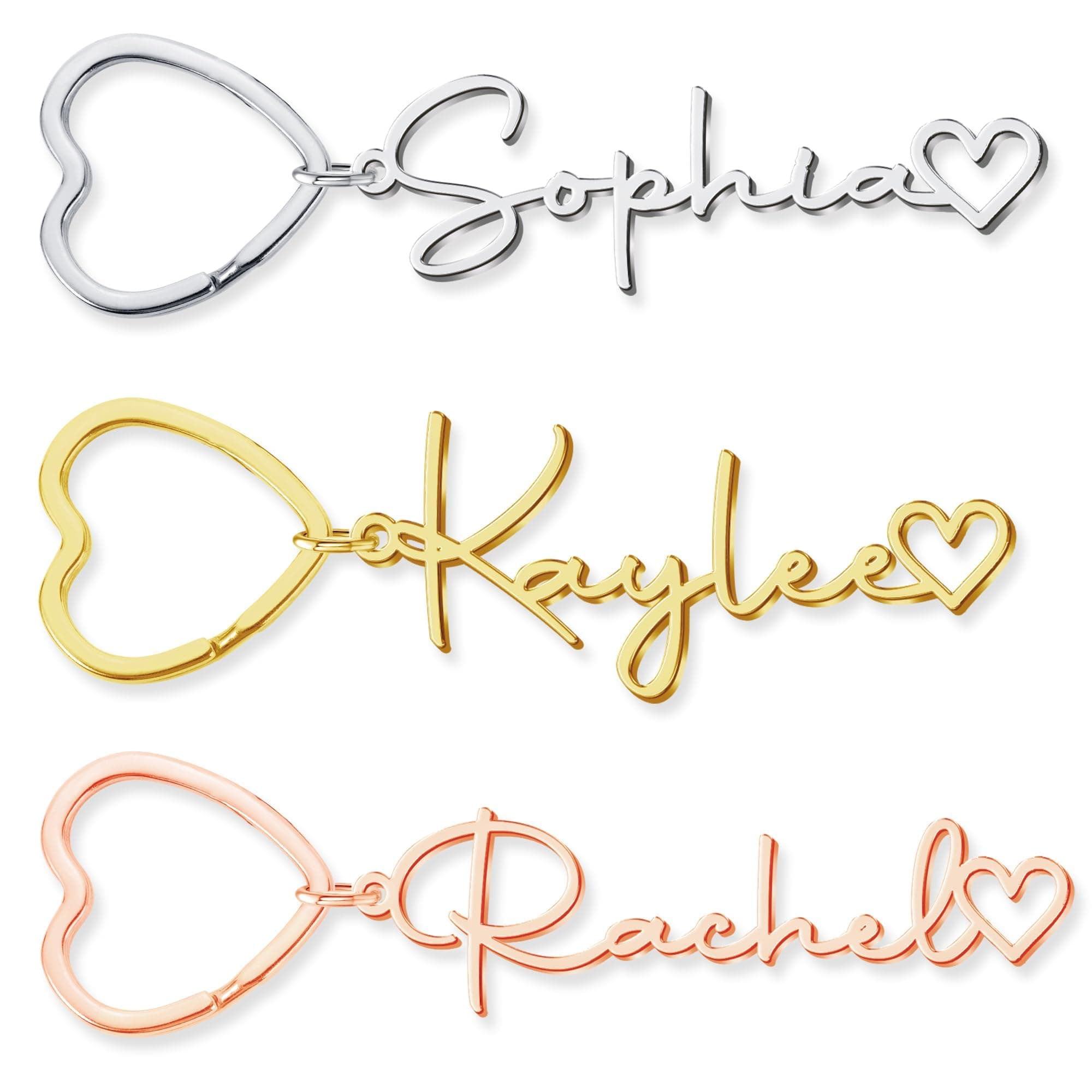 Ajiangwu Custom Keychain with Name,Personalized 18K Gold Plated Cute Key Chain Wedding Birthday Christmas Gifts for Women