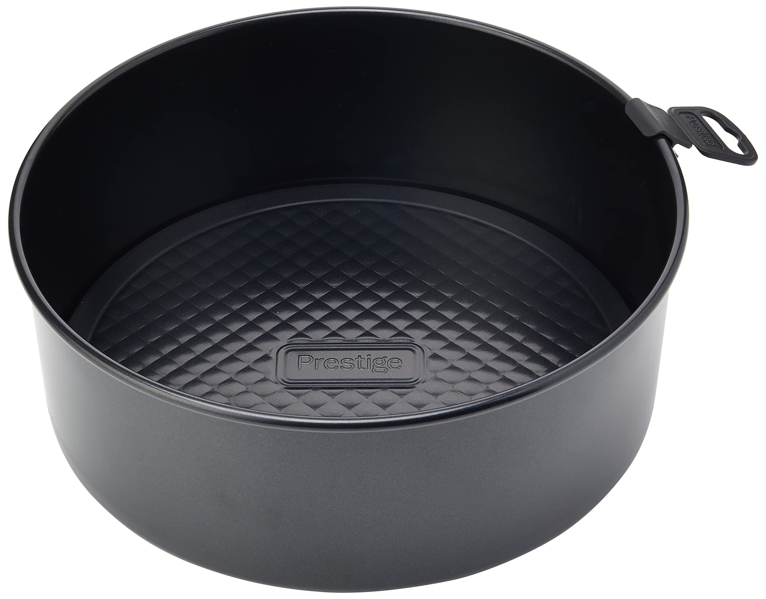 Prestige Inspire Non Stick Round Cake Tin with Loose Base 25.5cm - Round 10 Inch Cake Tins for Baking, Freezer & Dishwasher Safe, Carbon Steel Bakeware, Black, 25.5 x 9.5cm