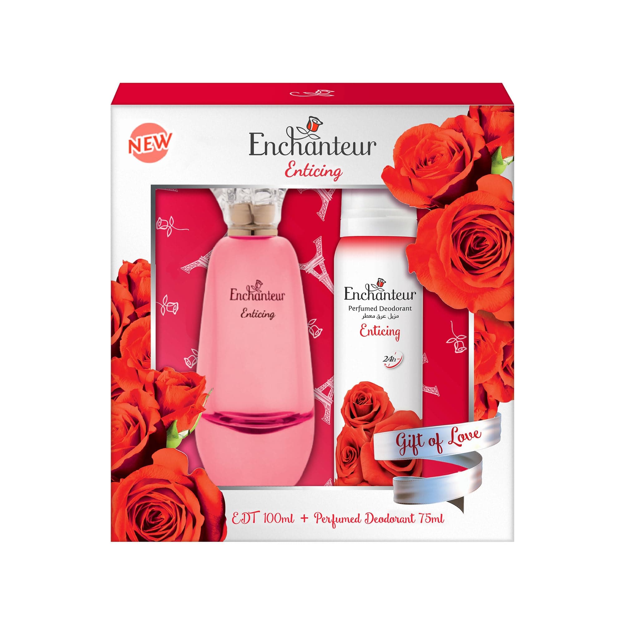 Enchanteur Enticing Giftpack Edt 100ml + Body Mist 75ml | Long Lasting Floral Fragrance | Perfect For Gifting Or Personal Use