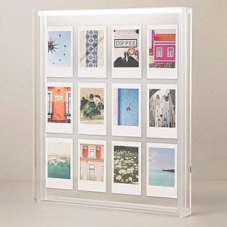 Polaroid & Fujifilm Instax Frame – Clear Acrylic Floating Picture Frame 11.8" x 10.2" Holds 8x10 Photo or 12 Instax Mini Polaroid Go Prints Double-Sided Collage Display for Wedding & Graduation