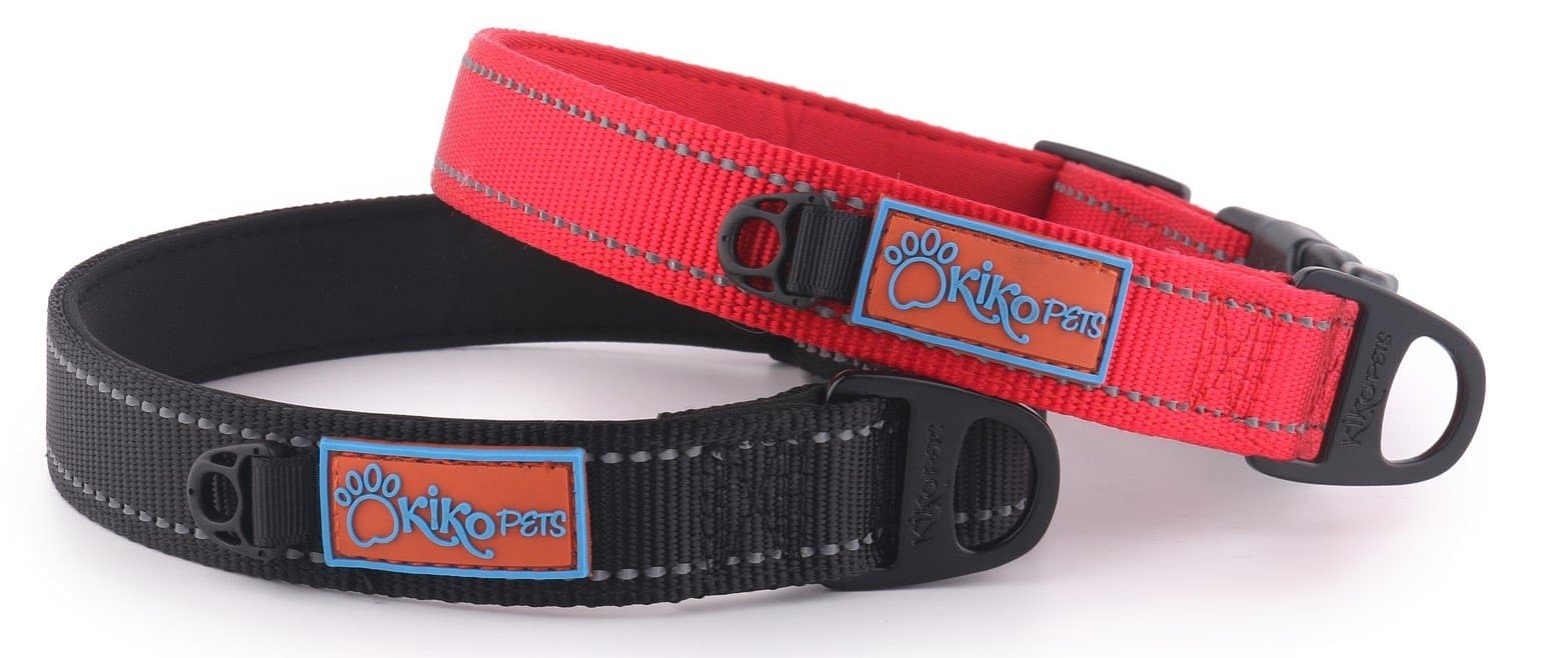 X- Small Black Collar Made with Neoprene Extra Padded Dog Collar, Reflective Stitching, ID Dog Holder