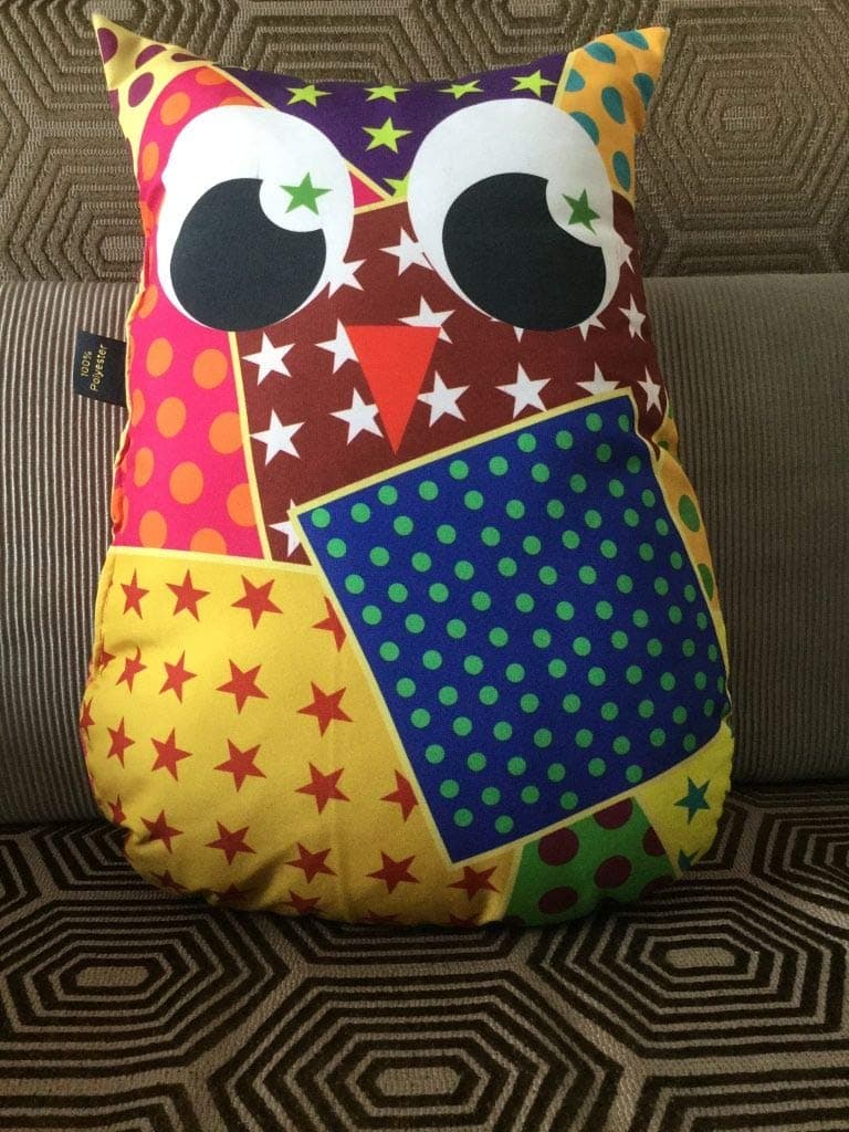 Lushomes Polyester Blend Decorative Owl Cushion (Single pc, 15x11 Inches, Multicolour)