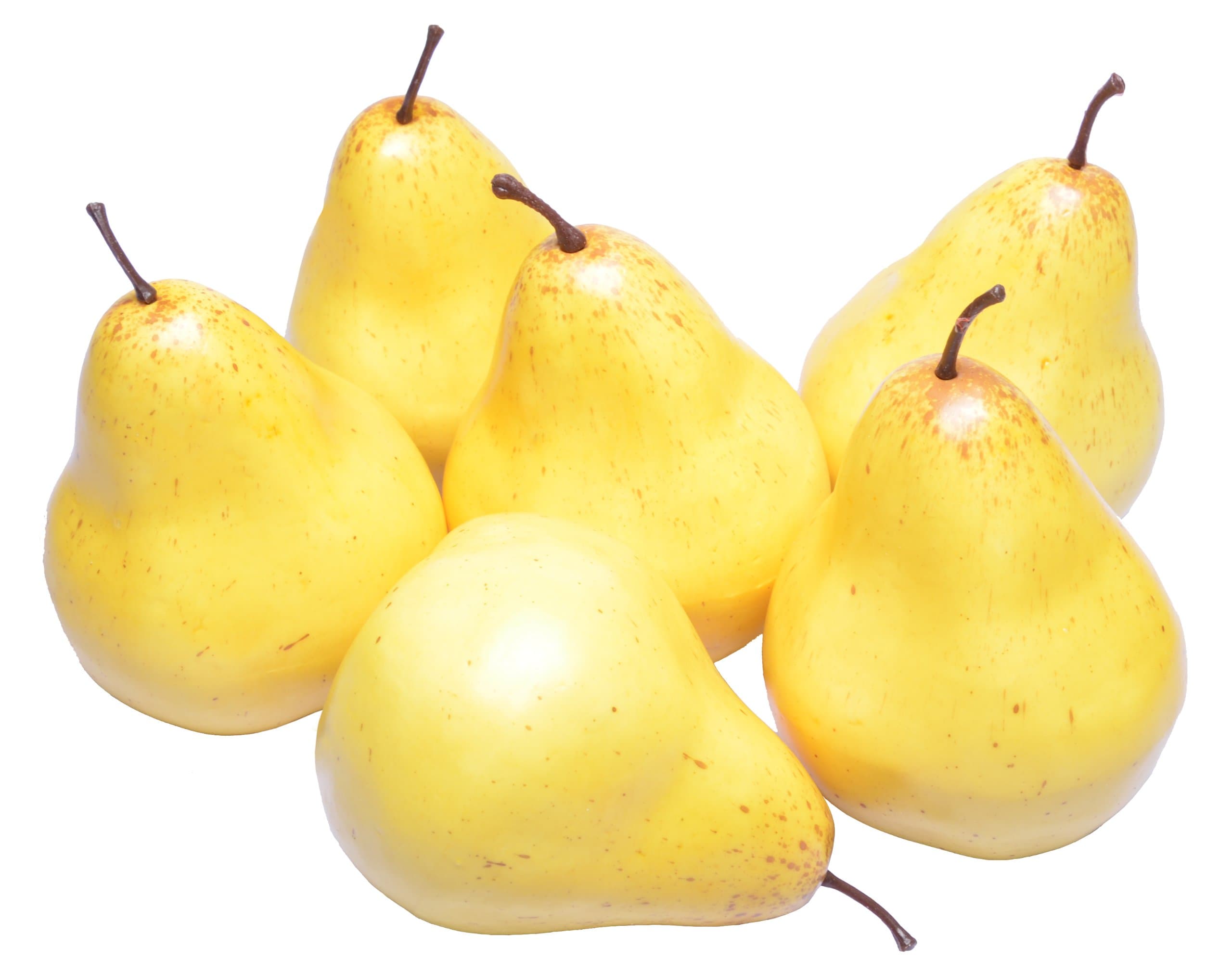 HotEnergy 6 Pcs Artificial Pear Large - Plastic Decorative Fruit Yellow Pears Fake