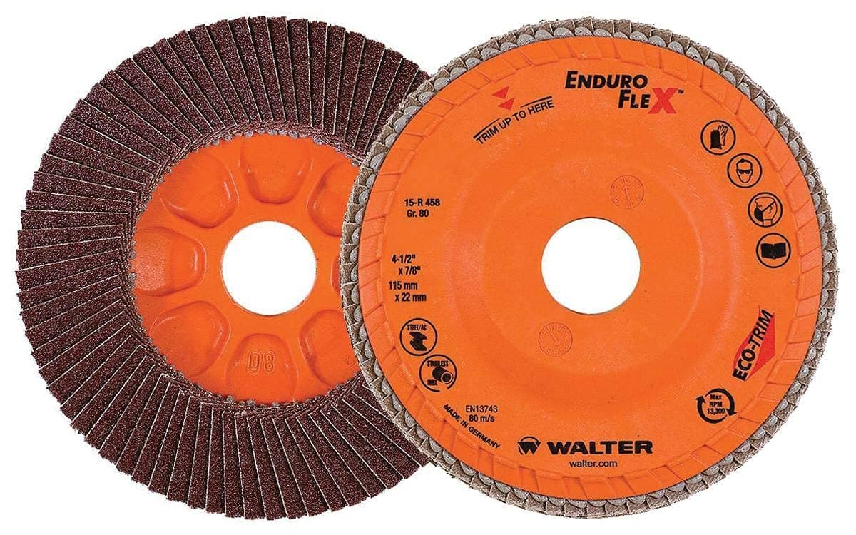 Walter 06B454 ENDURO-FLEX Abrasive Flap Disc - [Pack of 10] 40 Grit, 4-1/2 in. Finishing Disc with ECO-TRIM Backing. Blending Discs