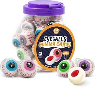 Funtasty Eyeballs Gummy Candy with Jam Center, 19-Ounce Jar (30 Count)