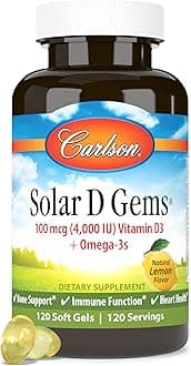 Carlson Solar D Gems, Vitamin D3 4000 IU (100 mcg) & Omega-3 Softgels