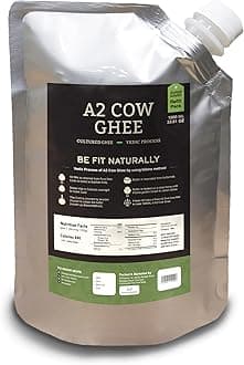 LeOrganics A2 Cow Ghee - 1 Liter Refill Pouch Pack | 5000 year old Vedic Bilona Method | Malai Madu Cow - Rarest Cow Breed | Free Grazing Cows | GMO FREE | Curd - Churned | Lab Certified