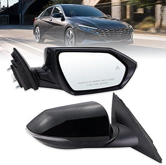 Right Passenger Side Mirror Compatible With 2021 2022 2023 2024 2025 Hyundai Elantra With Manual Folding Power Glass Heated Blind Spot Turn Signal Black Replace#87620AA170(8Pins)