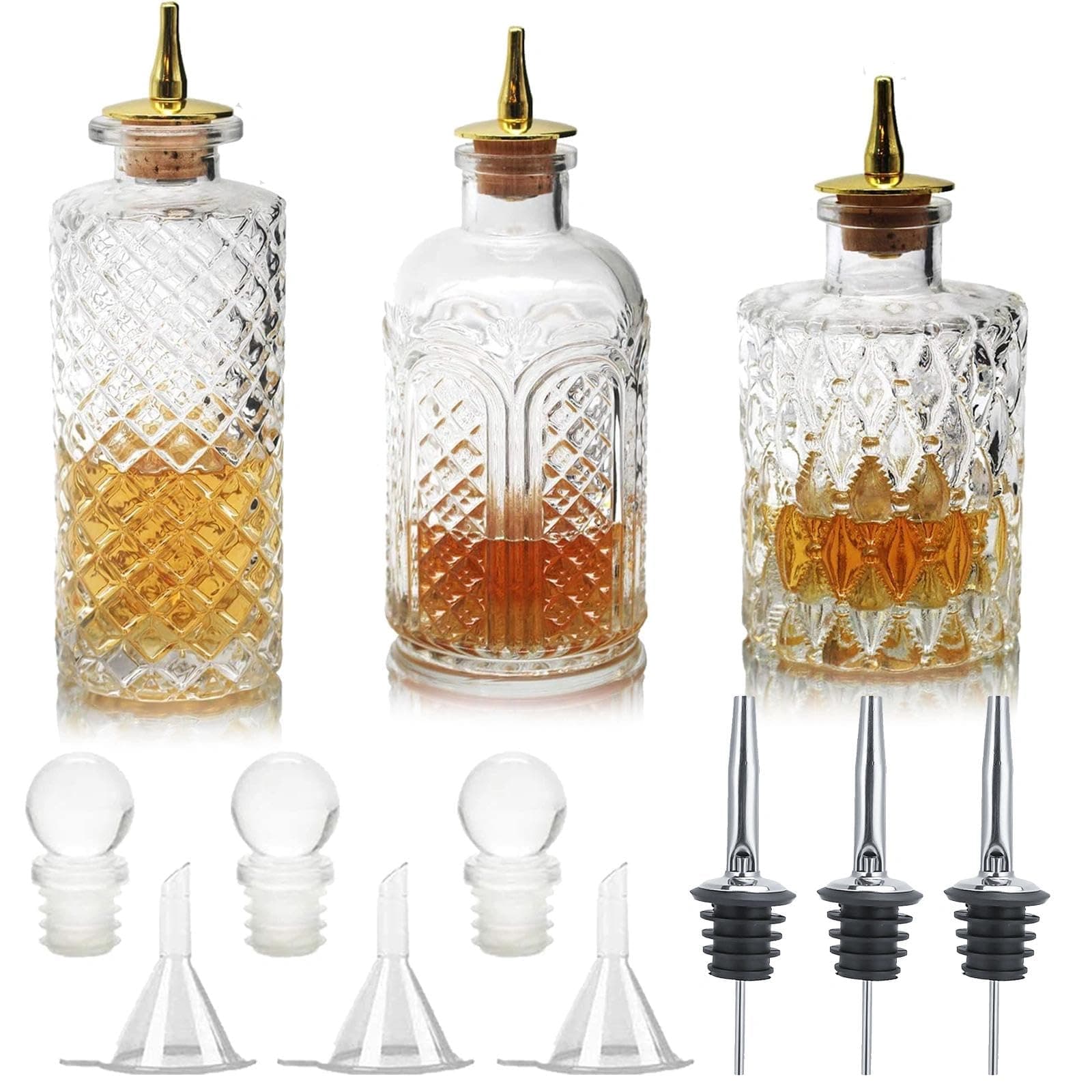 SuproBarware Bitters Bottle for Cocktails - Glass Dasher Bottles with Dash Tops, Great for Bartender,Home Bar
