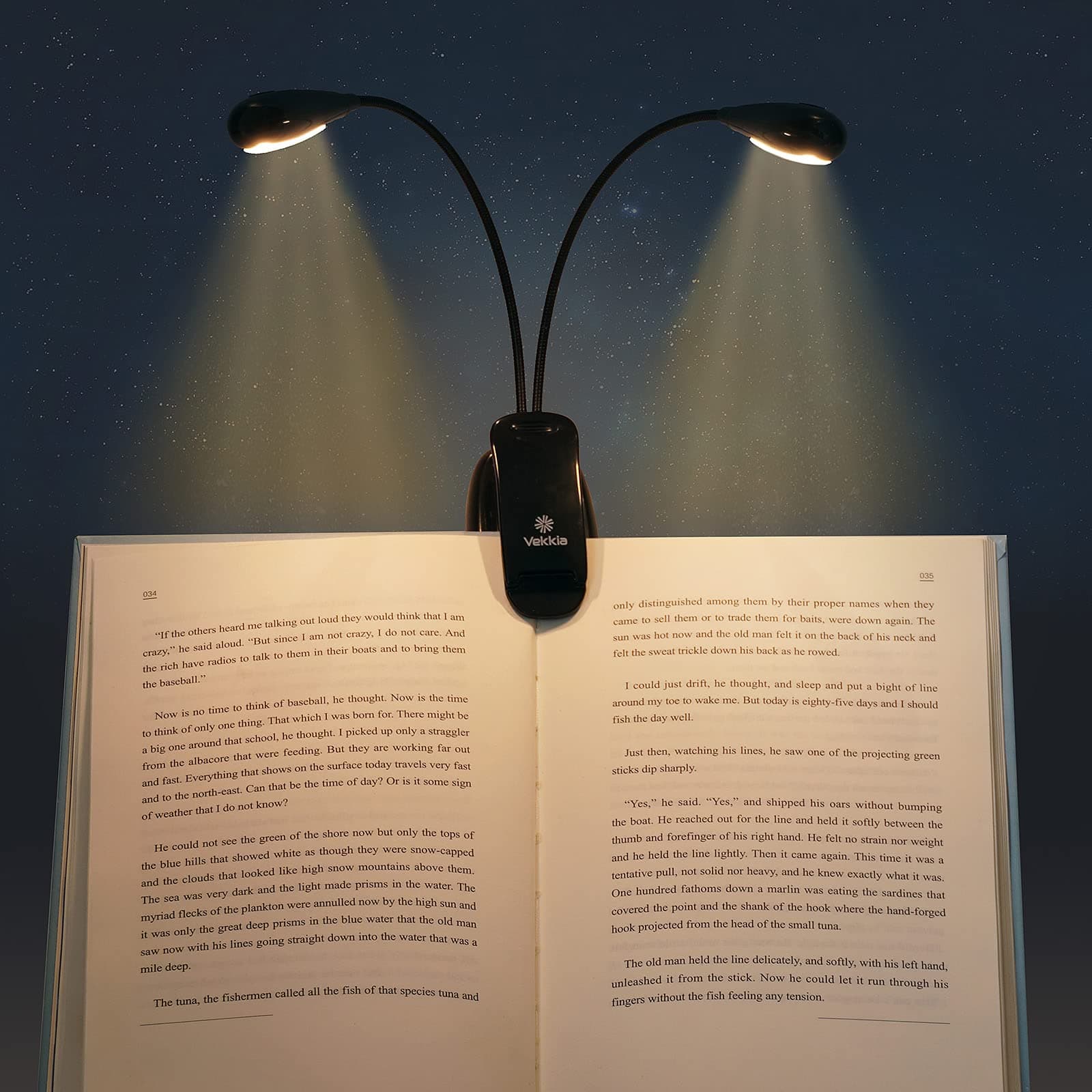 LuminoLite Reading Lights Clip On Bed, Book Light Rechargeable 12 LED Eye-Care Warm, 2 Brightness Lamp, 2 Goosenecks Light up 2 Full Pages,Bookworms & Kids Light