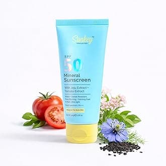 Sunkey Mineral Sunscreen SPF 50 PA++++ With Jeju And Tomato Extract | Non-nano | Lightweight | No White Cast | Water & Sweat Resistant