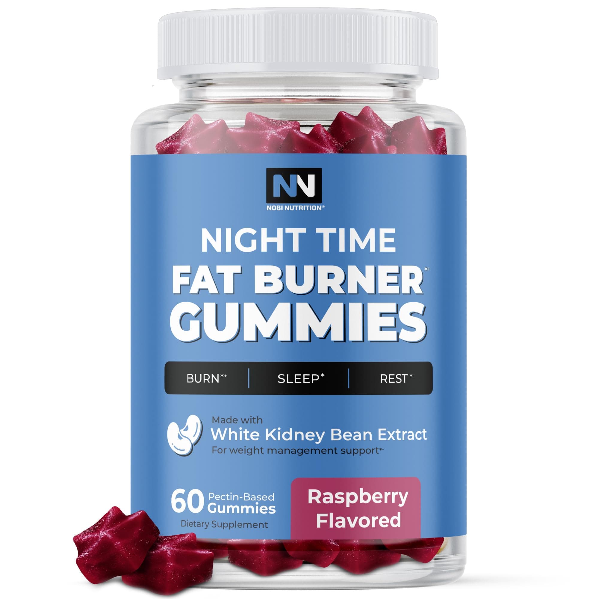 Night Time Fat Burner Gummies, Sleep Support & Weight Loss Supplement | Slimming Hunger Suppressant & Metabolism Booster, Shred Belly Fat While You Sleep | Nighttime Diet Gummies for Women & Men 60ct