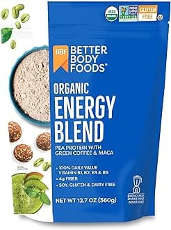 BetterBody Foods Organic Energy Blend, Plant-Based Protein Blend made with Naturally Energizing Green Coffee Extract and Maca, Gluten-free, Non-GMO, 12.7 Ounces