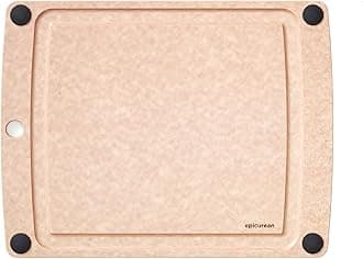 Epicurean All-In-One Cutting Board with Non-Slip Feet and Juice Groove, 14.5" × 11.25", Natural/Black