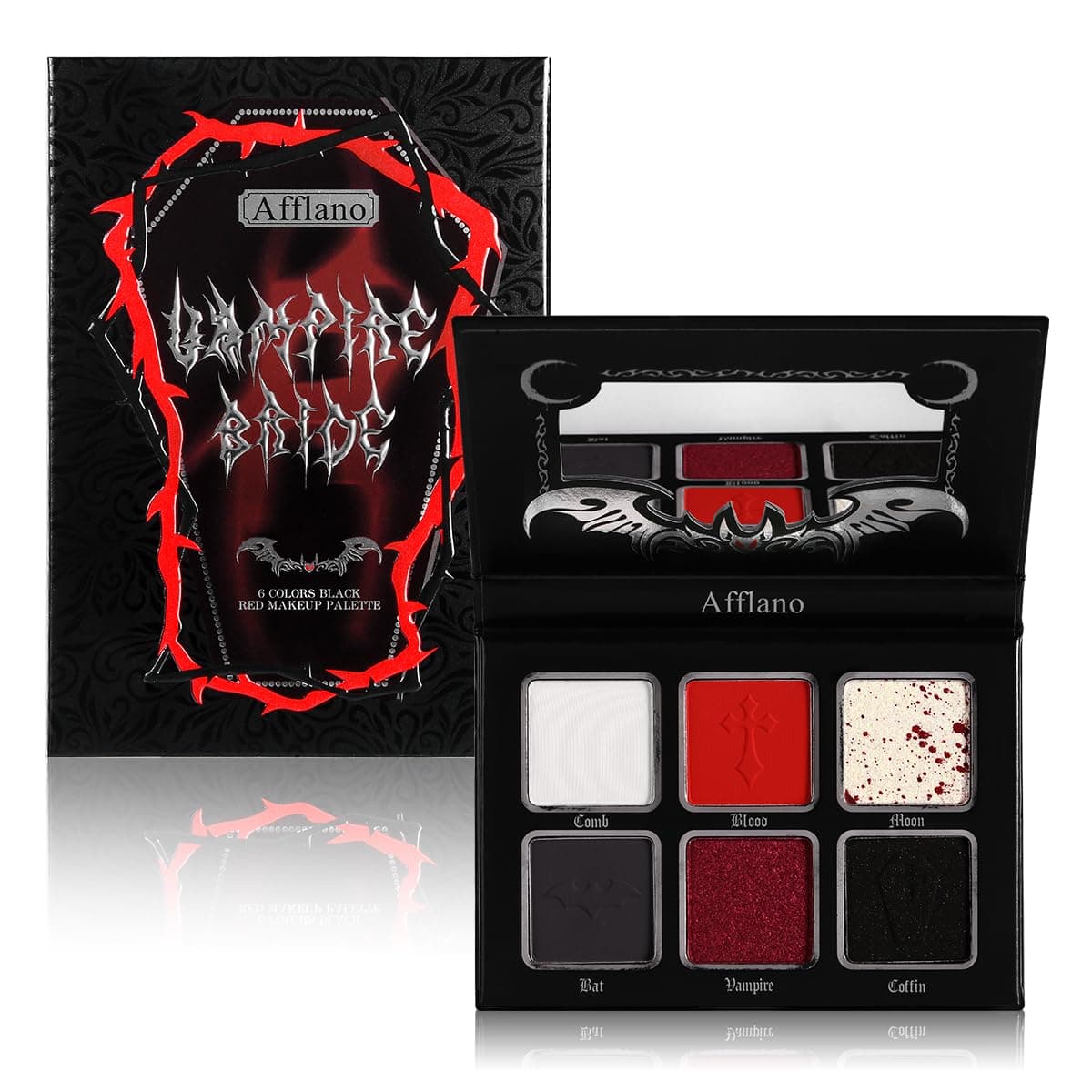 Afflano Red Black Eyeshadow Goth Makeup Palette, Vampire Blood Red Halloween ...