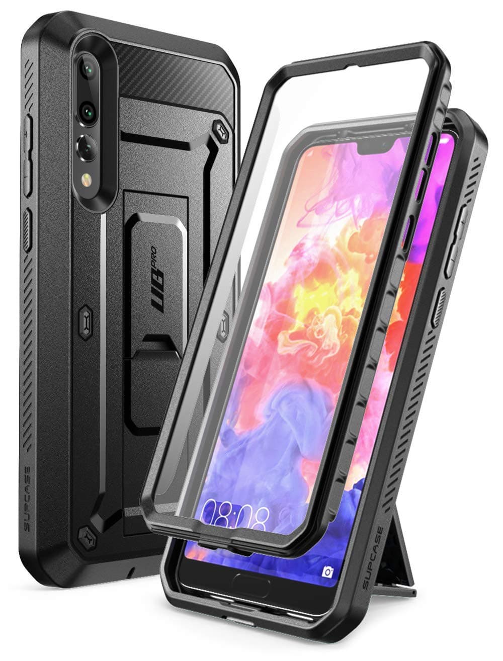 SUPCASEUnicorn Beetle Pro Case for Huawei P20 Pro (2018 Release), Full-Body Rugged Holster Cover with Built-In Screen Protector (Black)