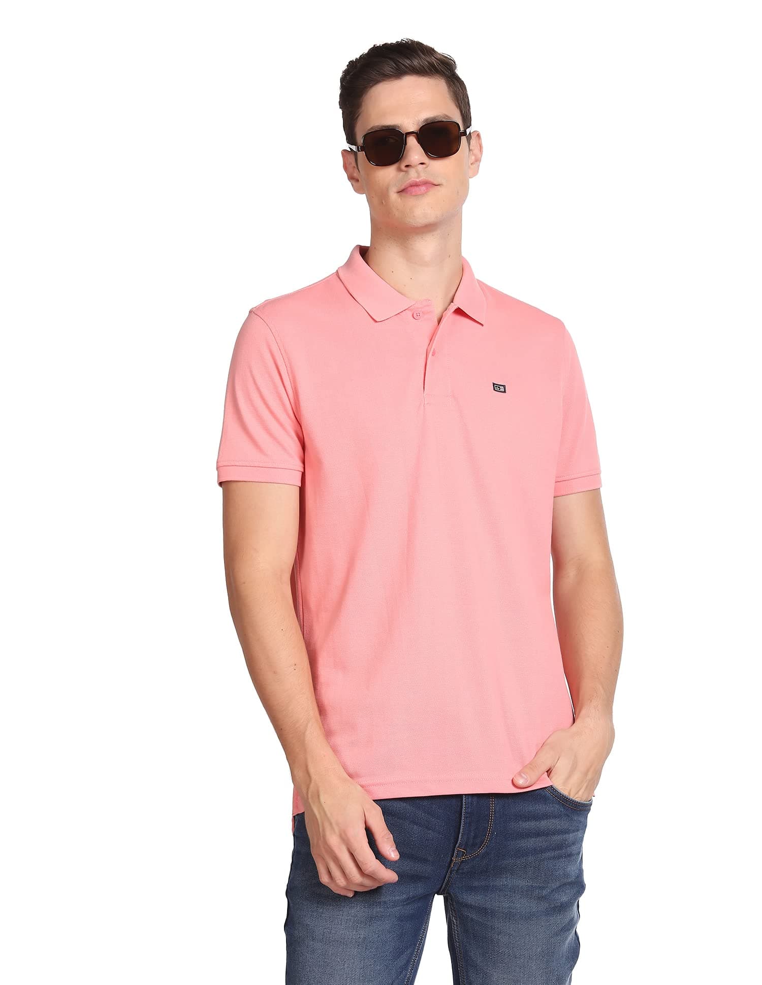 ArrowMen's Solid Short Sleeve Regular Fit Cotton Polo T-Shirt