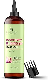 Botanic Hearth Rosemary & Batana Hair Oil (Rosemary & Batana Hair Oil) (6.7 fl oz) | Revitalising and Strengthening Hair Treatment for Fuller, Healthier-Looking Hair