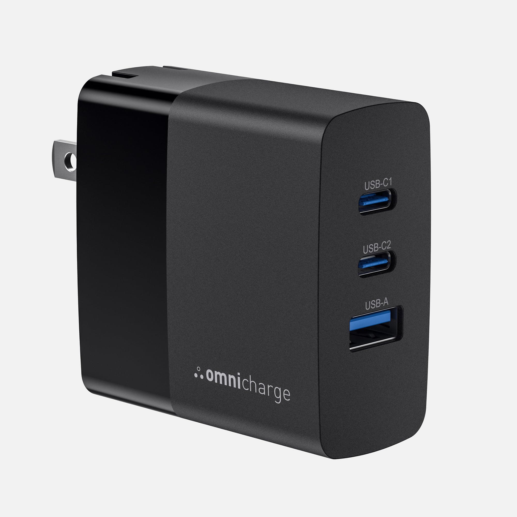 Omnicharge USB C Charger, 65W 3 Port Foldable USB C Wall Charger, Fast PD GaN Charger Adapt for MacBook Pro/Air, Smartphone,Tablet,PC
