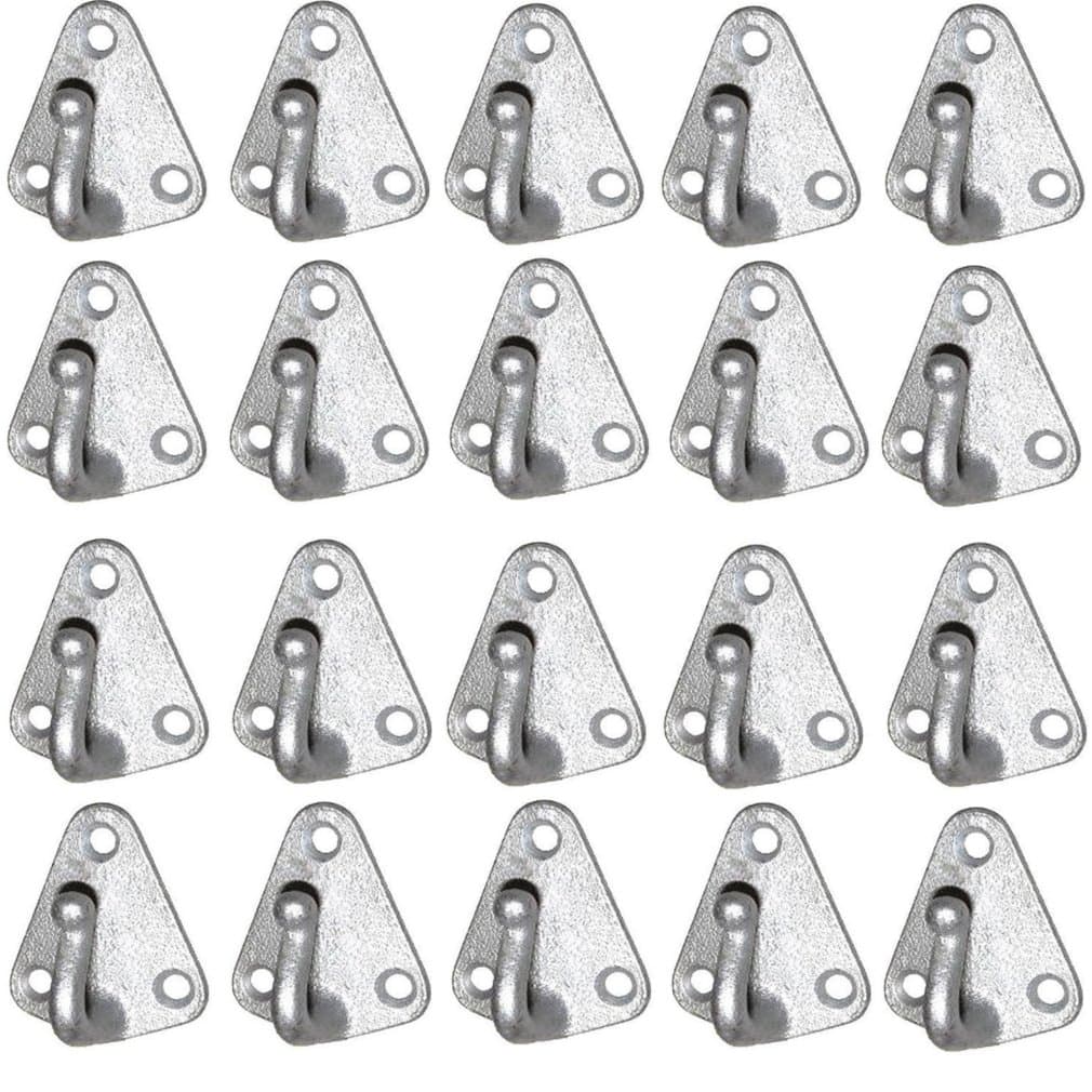 iapyx® Pack of 20 Three-Hole Cover Hooks for Trailer Net, Tarpaulin, Trailer Covers, etc., Hooks, 50 x 40 mm