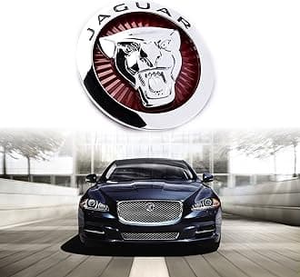 ARKOSKNIGHT Emblem Compatible with Jagvar XF 2009-2015 XJ 2011-2015 Front Center Grille Emblem 2.83inch Car Badge Emblem Leopard Jagvar Accessories(Front Emblem Red-Chrome)