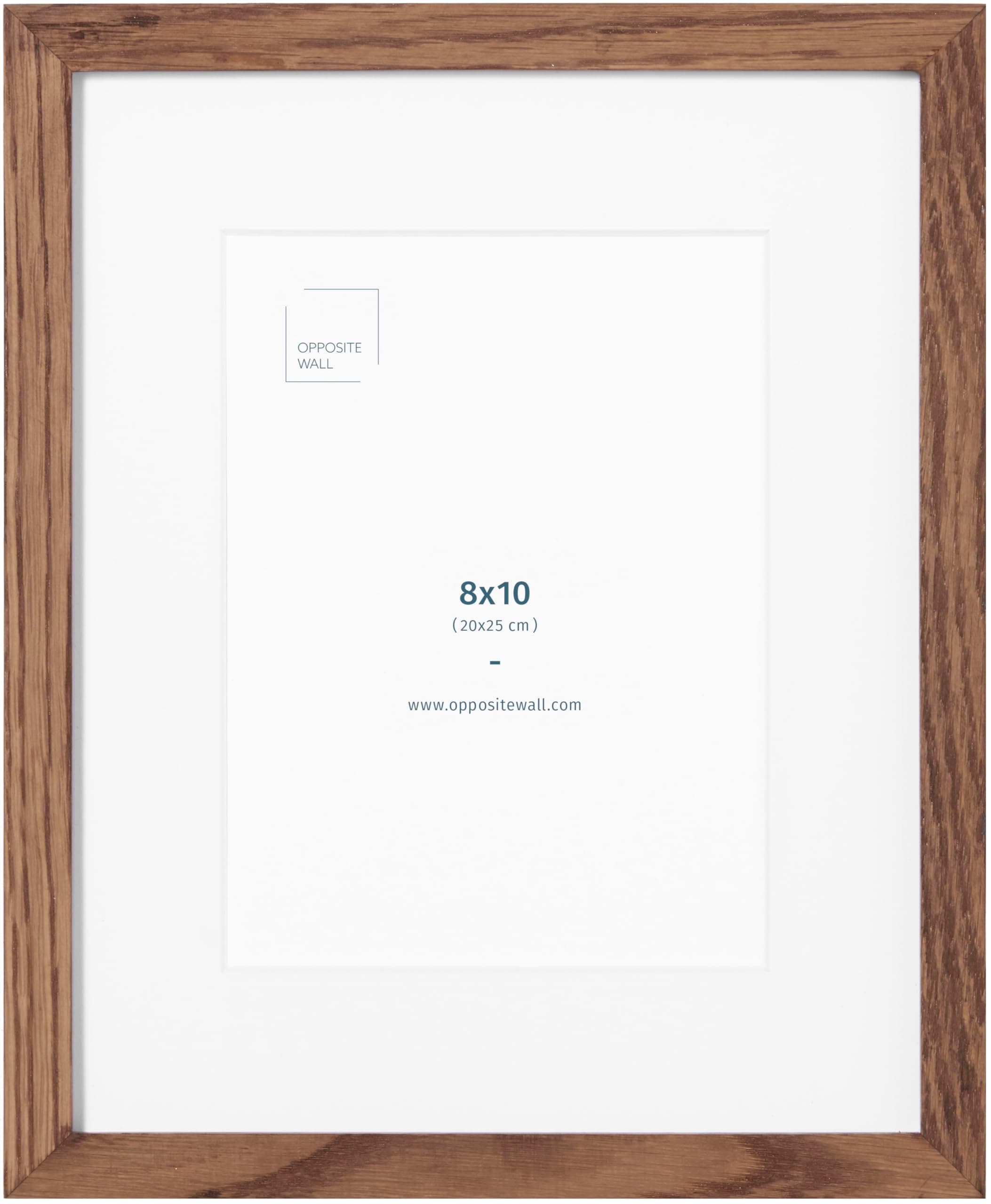 Opposite Wal - 8x10 in - Dark Solid Oak Wood Picture Frames with Mat - Wall Hanging & Tabletop Photo Frame - Pictures Display 5x7 with Mat, 8x10 without - Office, Gallery & Home Decor