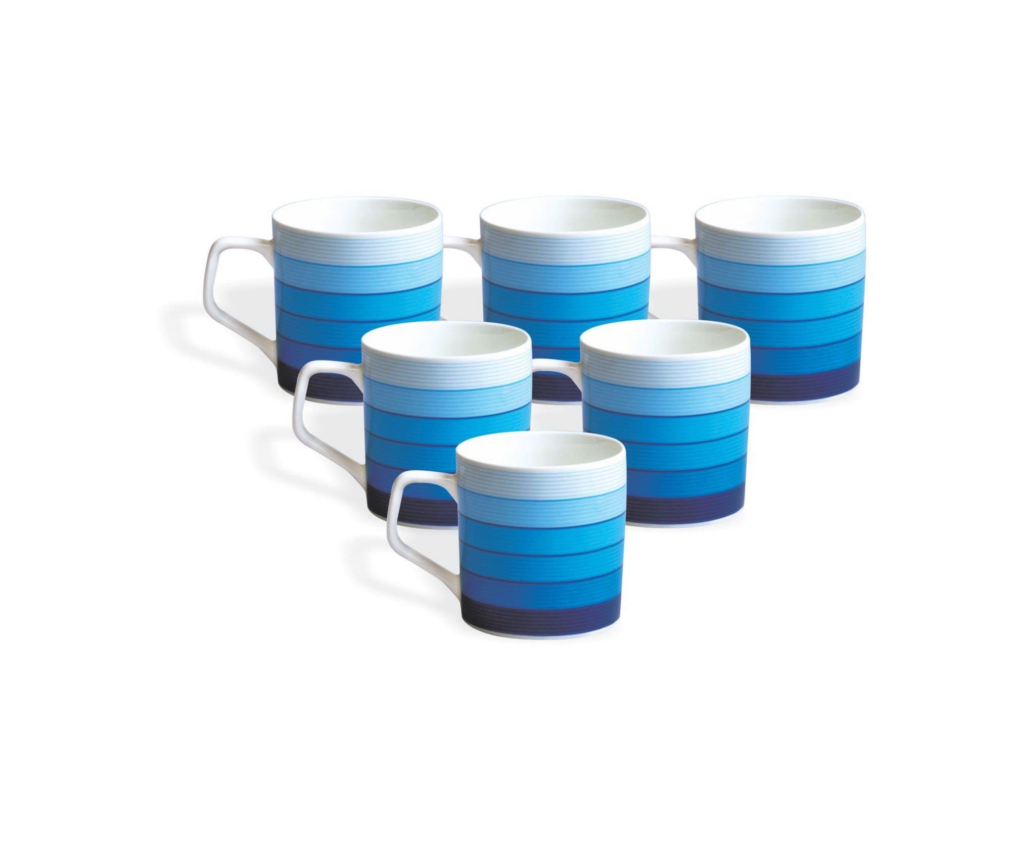 Clay Craft Director Hilton 392 Bone China Coffee Mug Set, 220ml/6.6cm, Set of 6, Multicolour- (CM-Director-Hilton-392), Blue, Standard