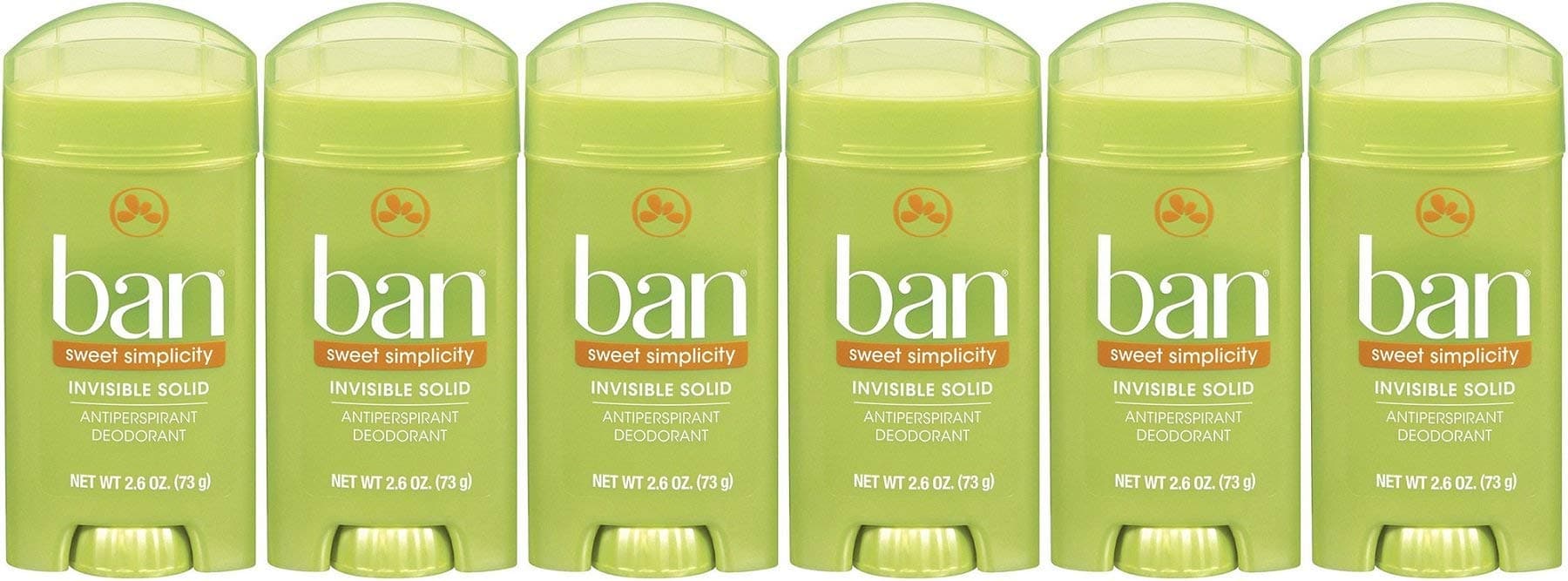 Ban Antiperspirant Deodorant, Invisible Solid, Sweet Simplicity, 2.6-Ounce Bottles (Pack of 6)