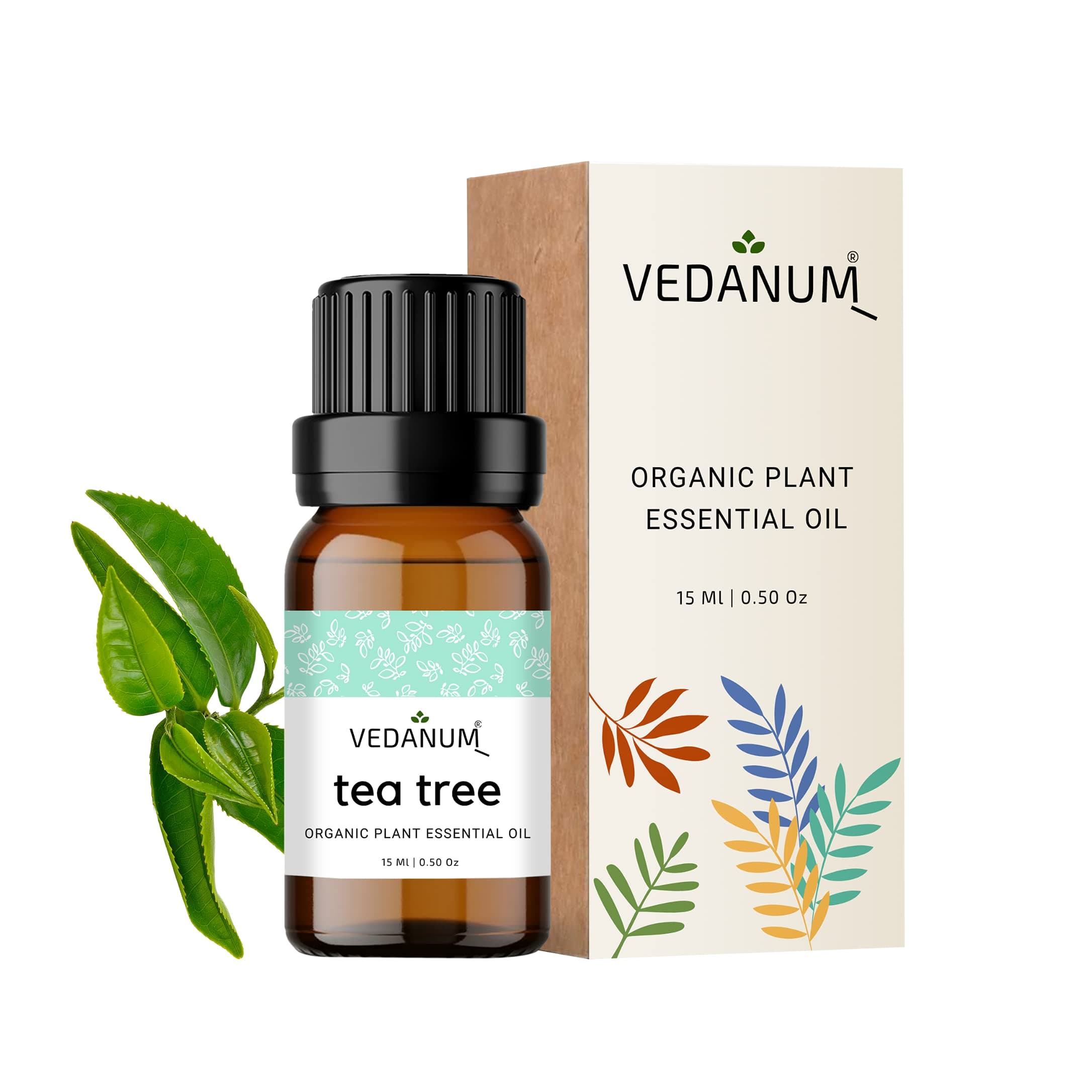 VEDANUM Premium Essential Oil for Aromatherapy, Oil Diffuser, Aroma Burner, Home D�cor Activities - 15 ML Organic Concentrate || (Tea Tree)