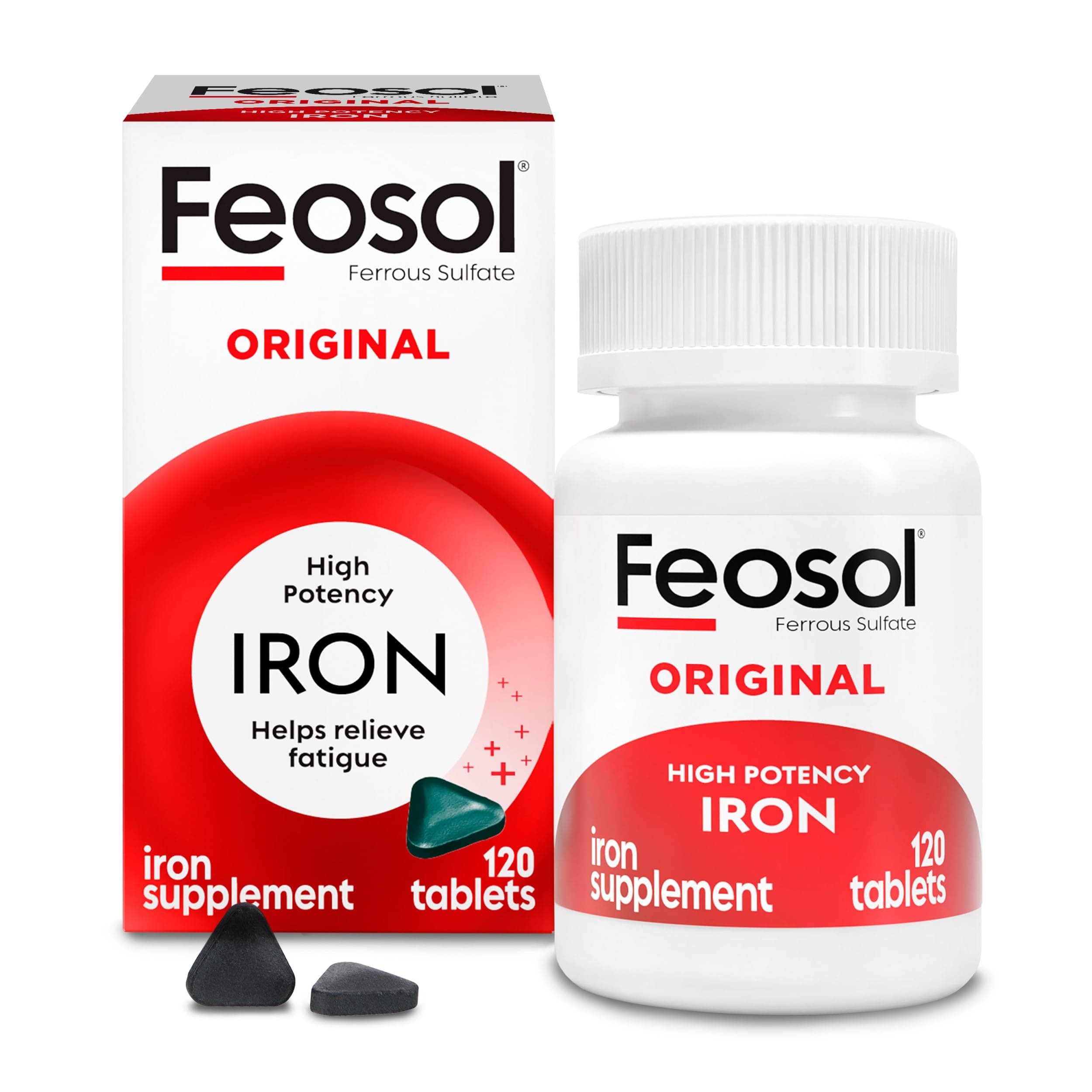 Feosol Original Iron Supplement Tablets, Non-heme, 65mg Iron per Pill, 1 Per Day, 120ct, 4 Month Supply, for Energy and Immune System Support, Made in USA