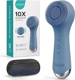 COSLUS FBS03 Face Scrubber Facial Cleansing Brush: 2 in 1 Spin and Vibration Patented, Silicone Electric Exfoliator Scrubber with Automatic Foaming, Waterproof Face Cleanser Brush for Men and Women