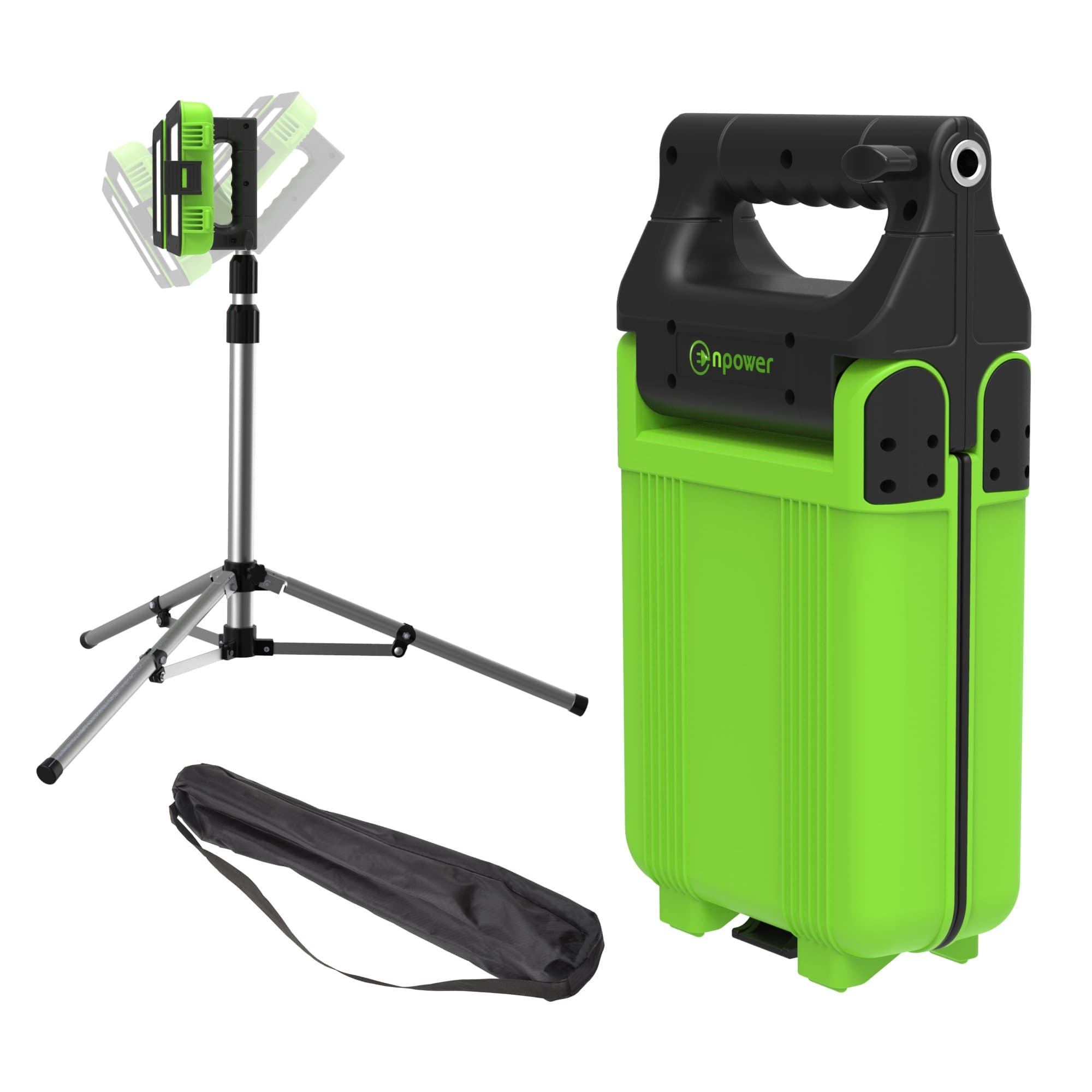 GoGlow LiteBook™ Bundle - Upgraded 2.0 Tripod Included - 30W Portable Rechargeable Day Light White Light (5000-5500k) Work Light, Camping, Garage or Auto Repair, Emergency (Green)