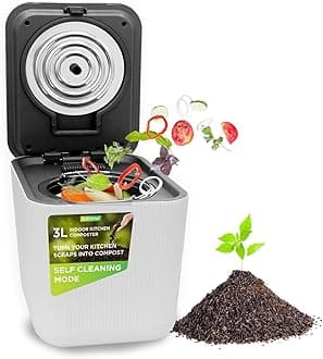 3L Electric Kitchen Composter - Compost’s Organic Material & Food Scraps | Countertop Automatic Compost Bin | Dry, Crush, & Cooling Functions | Perfect for Kitchens & Apartments | White