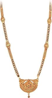 Jewar Mangalsutra South Indian Katori & Meena Work Religious Gold Plated Finish Simple Look Jewelry for Women (Geru-1)