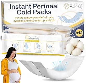 First Days Maternity Instant Perineal Cold Packs, Fully Absorbent Cold Packs with Soft Cotton Cover, No Need to Freeze, Provides 20 Minutes of Cold Therapy, Pack of 12