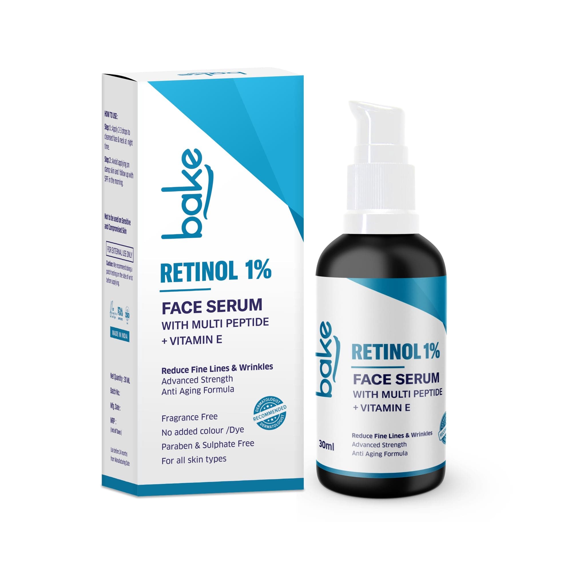 1% Retinol Face Serum with Multi Peptides for Anti Aging,Reduces Fine Lines & Wrinkles | Advanced Strength Serum | 30ml (30.00 ml, 1% Retinol)