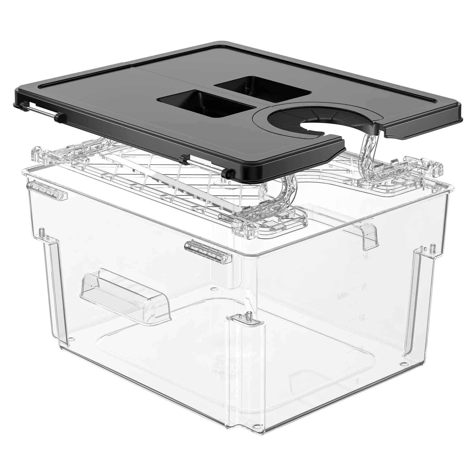 Vpcok Direct Sous Vide Container with Lid Double-Door-Opening Design Sous Vide Containers with Built- in Rack 11.65QT Sous Vide Pot Slow Cooker Container Compatible with Most Sous Vide Cookers