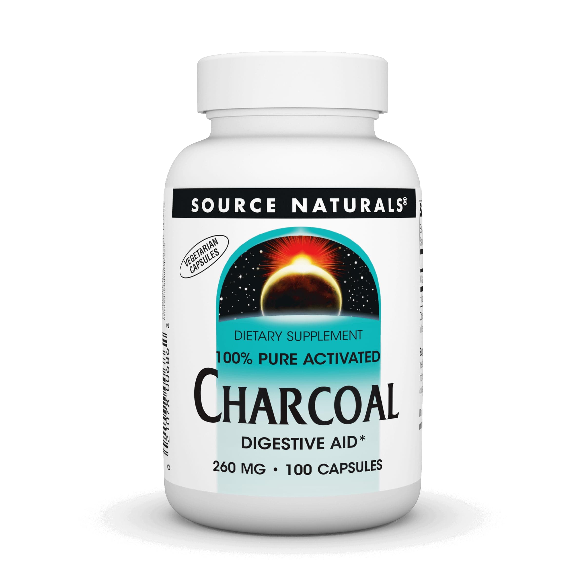 - Charcoal - 100% Pure Activated, Digestive Aid - 100 Capsules