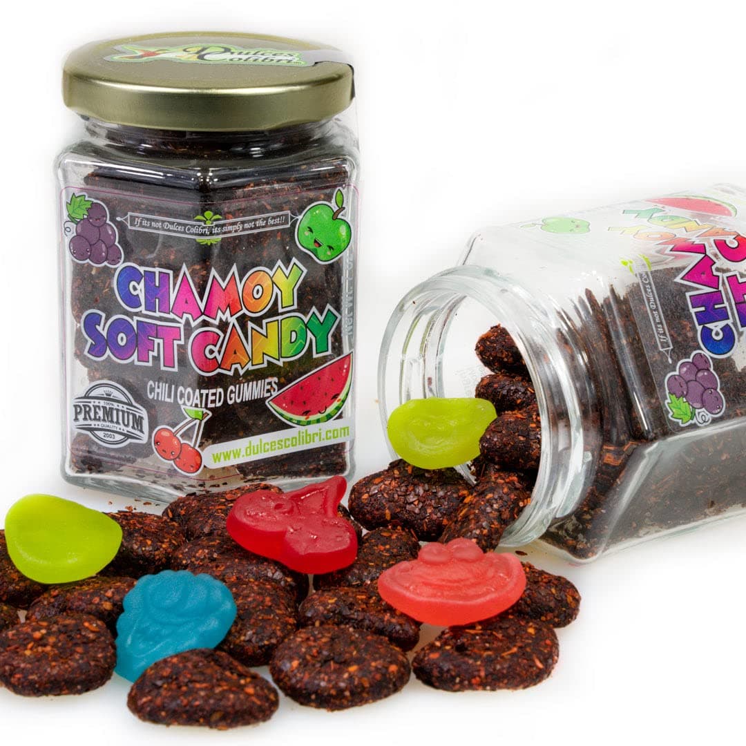 Dulces Colibri - Premium Chamoy Soft Candy | Chili Coated Gummies | Mess Free | Handmade, Fresh & Delicious| Long Lasting Flavor | For Adults, Kids | 7oz Jar…