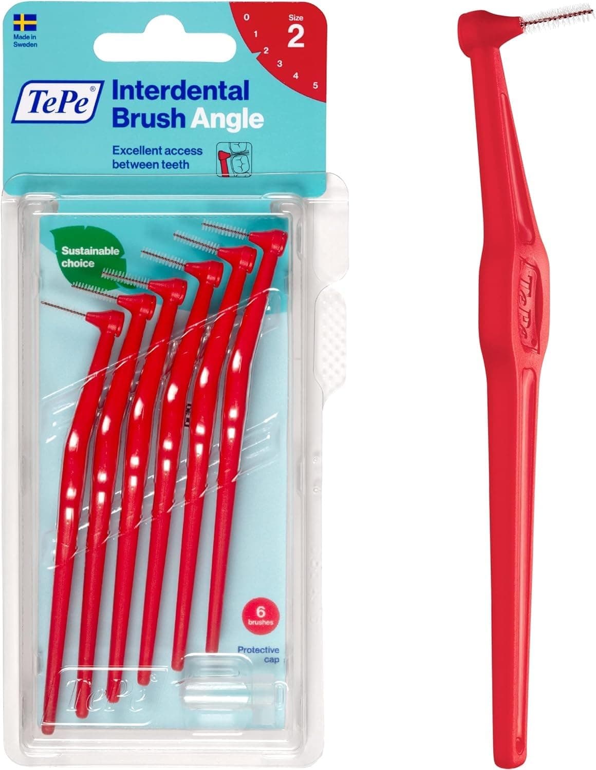 Angled 0.5mm Red Interdental Brushes - Pack of 6
