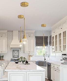 Modern Pendant Lights for Kitchen lsland LED Dimmable Raindrop Chandelier Crystal Ceiling Pendant Lighting for Dining Room Hallway Bar Living Room (1 Pack)