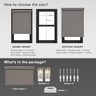 Persilux Blackout Roller Shades for Windows,Cordless,Linen Fabric,Roller Blinds,Thermal Insulated Fabric UV Protection,Window Shades for Home,Office,Bedroom,Door,Blackout-Brown,27" W X 48" H